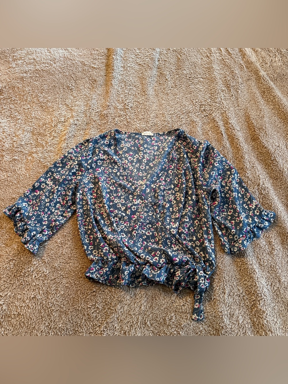Sienna Sky Blue Floral Top, Medium